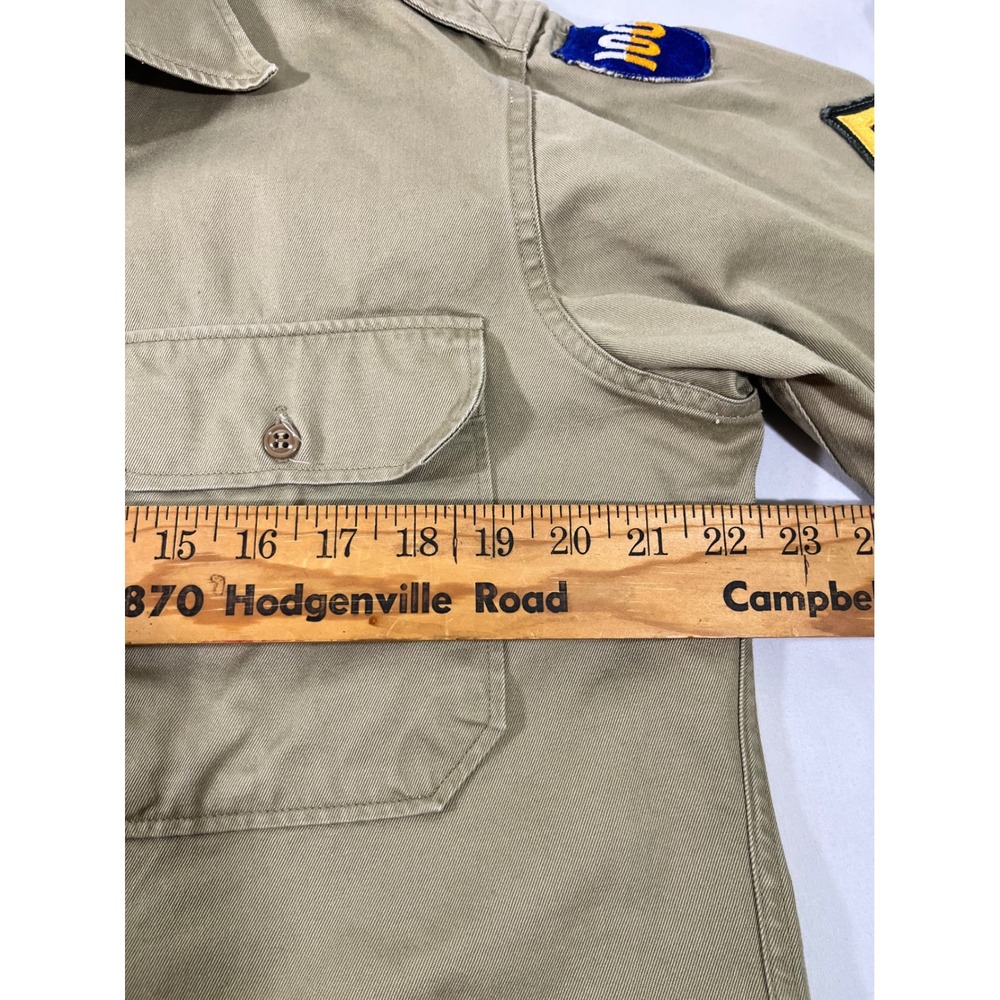 Vintage US Army Khaki Cotton Long Sleeve Shirt Men 16x34 100th InfantryDivision - Picture 5 of 12